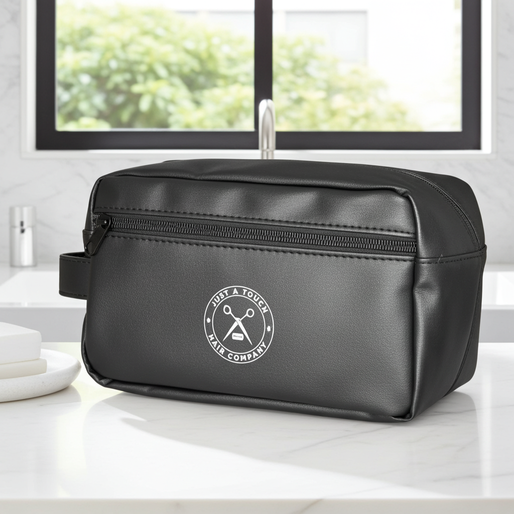 Genuine Black leather Travel Toiletry bag